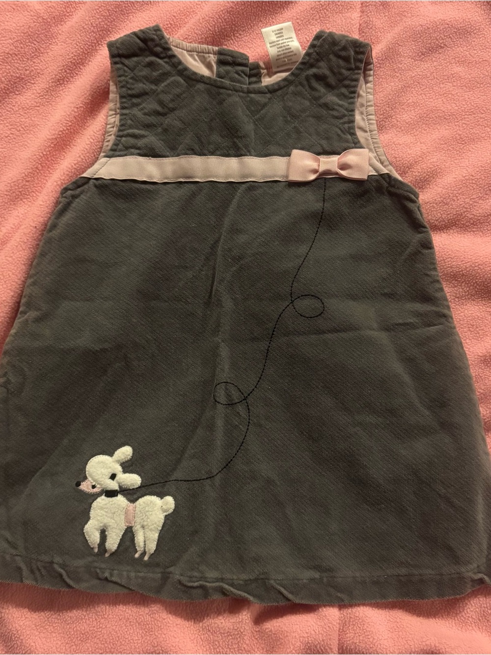 Baby Girl Gymboree 12-18 Month Gray Tres Fabulous Poodle Jumper Dress